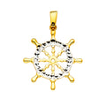 14K 2Tone Boat Wheel Pendant