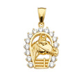 14KY CZ Horse Shoe Pendant