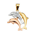 14K 3Color Dolphin Pendant