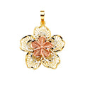 14K 3C Filigree Flower Pendant