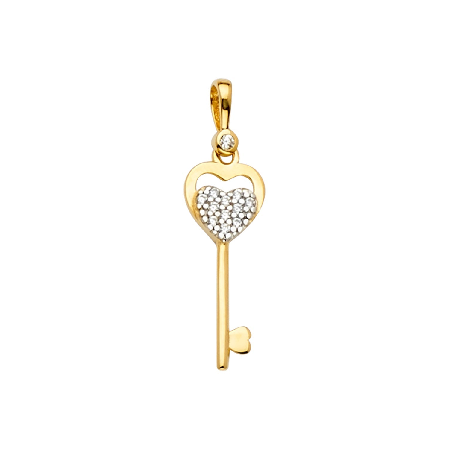 14KY CZ Key Pendant
