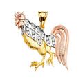 14K 3Color CZ Rooster Pendant