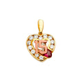 14K 2Tone CZ 15Years Pendant / Half Set