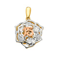 14K 3Color 15 Years Flower Pendant