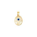 14KY Eveil Eye Hamsa Oval Medal on MOP