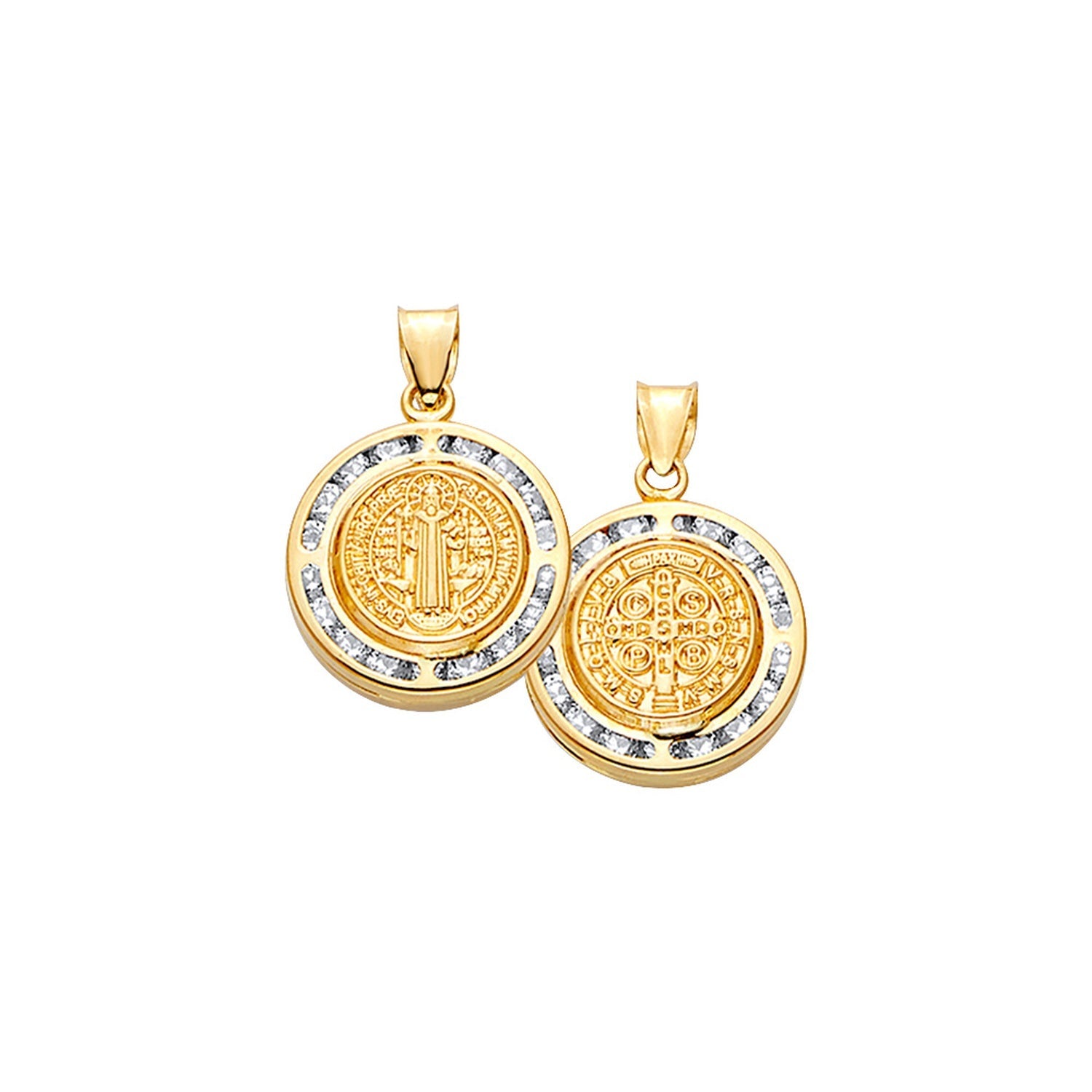 14KY CZ Double Face San Benito RD Medal