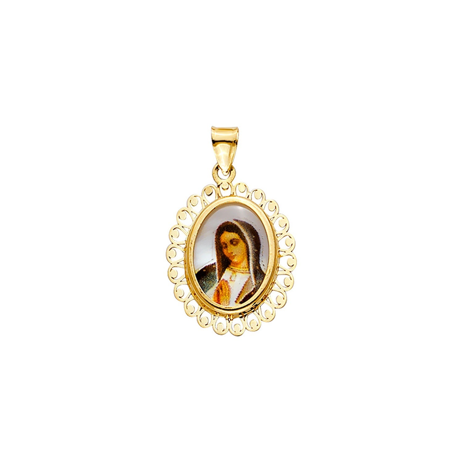 14KY Guadalupe Picture Oval Medal on MOP