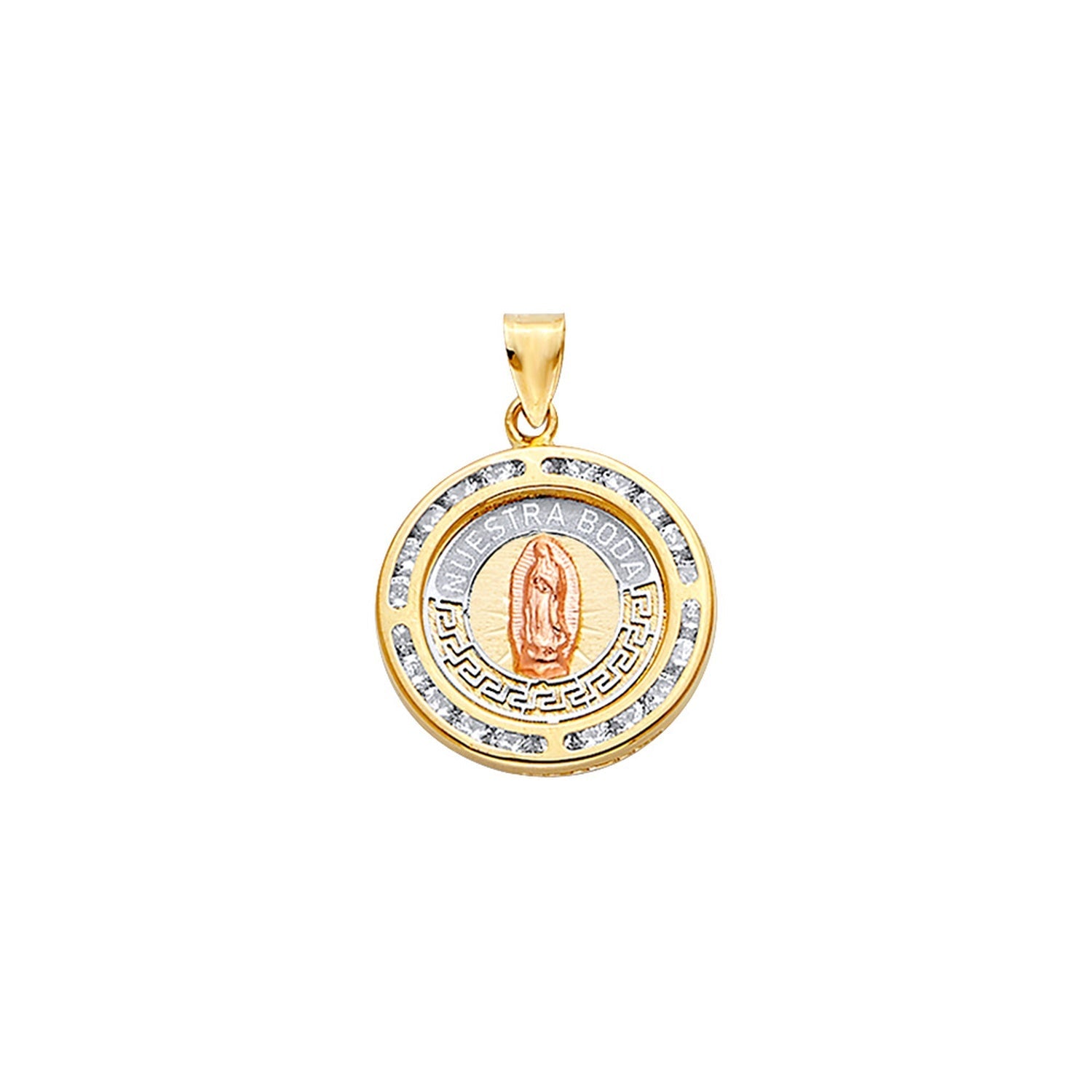 14K 3C CZ Round  Nuestra Boda Pt w/Guadalue