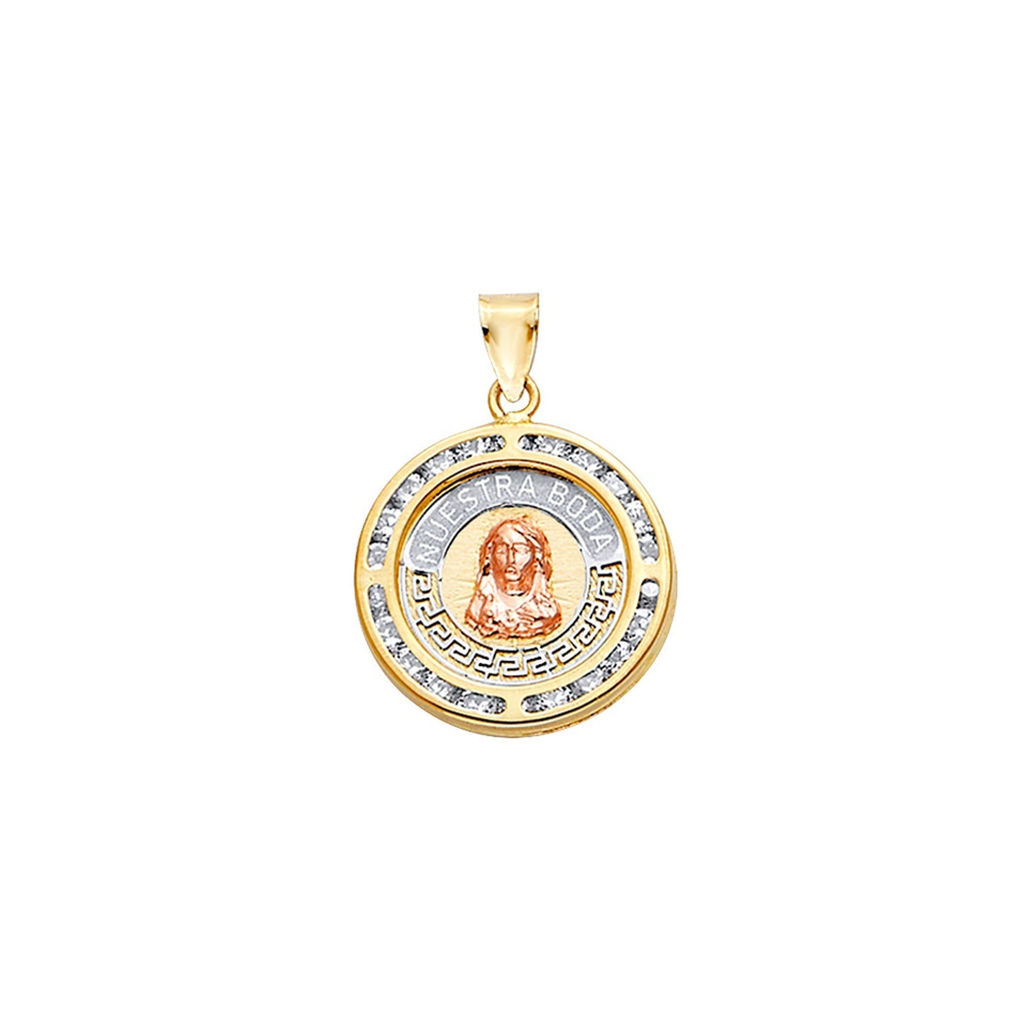 14K 3C CZ Round  Nuestra Boda Pt w/Jesus