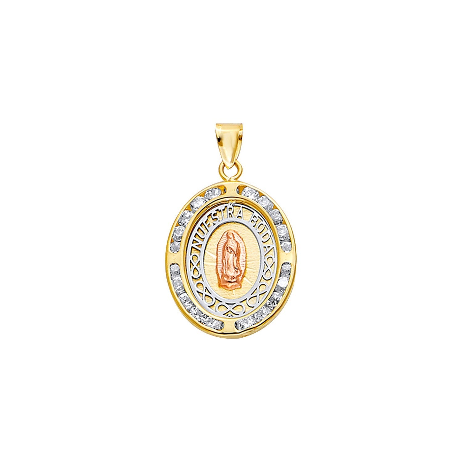 14K 3C CZ Oval  Nuestra Boda Pt w/Guadalue