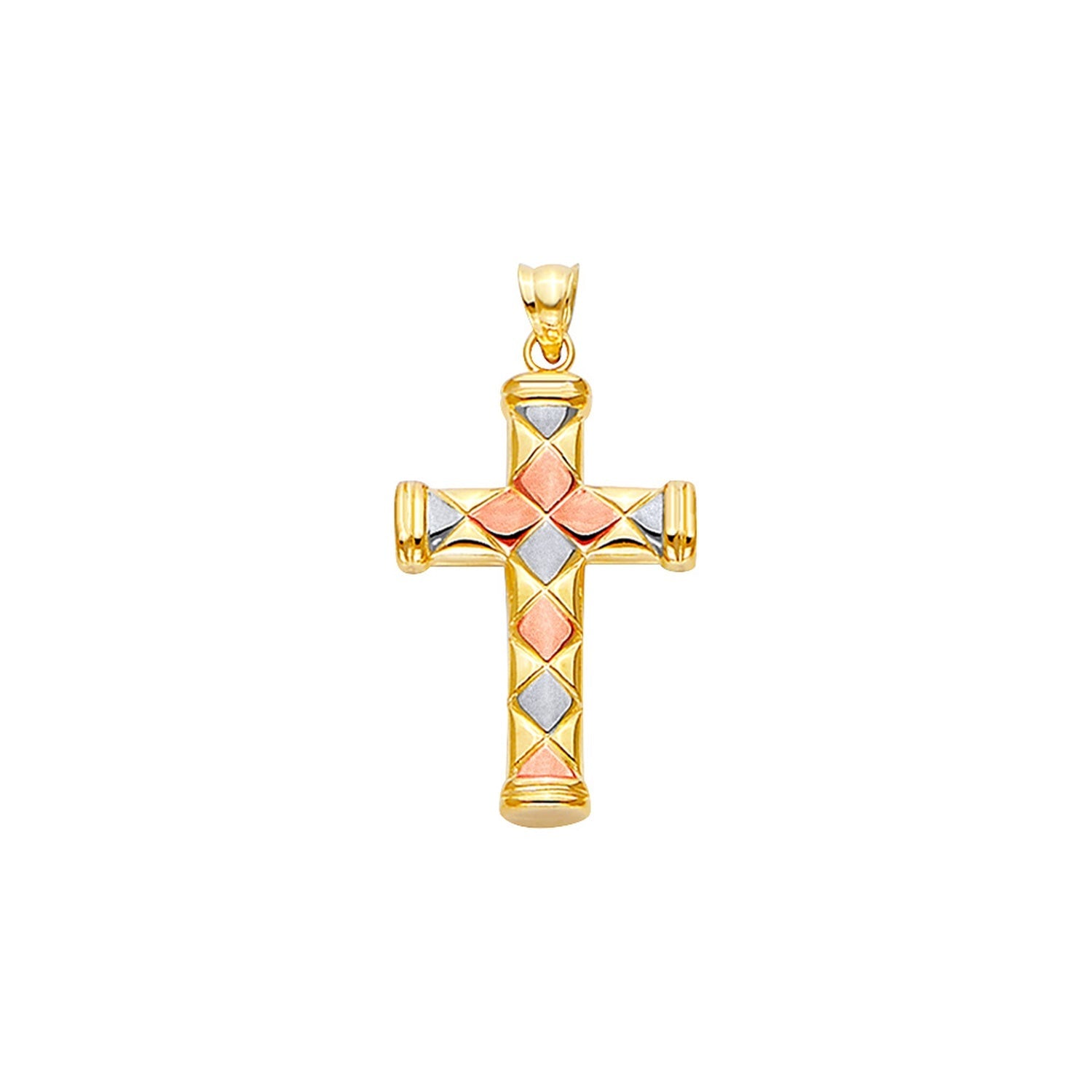 14K 3C Hollow Fancy Cross