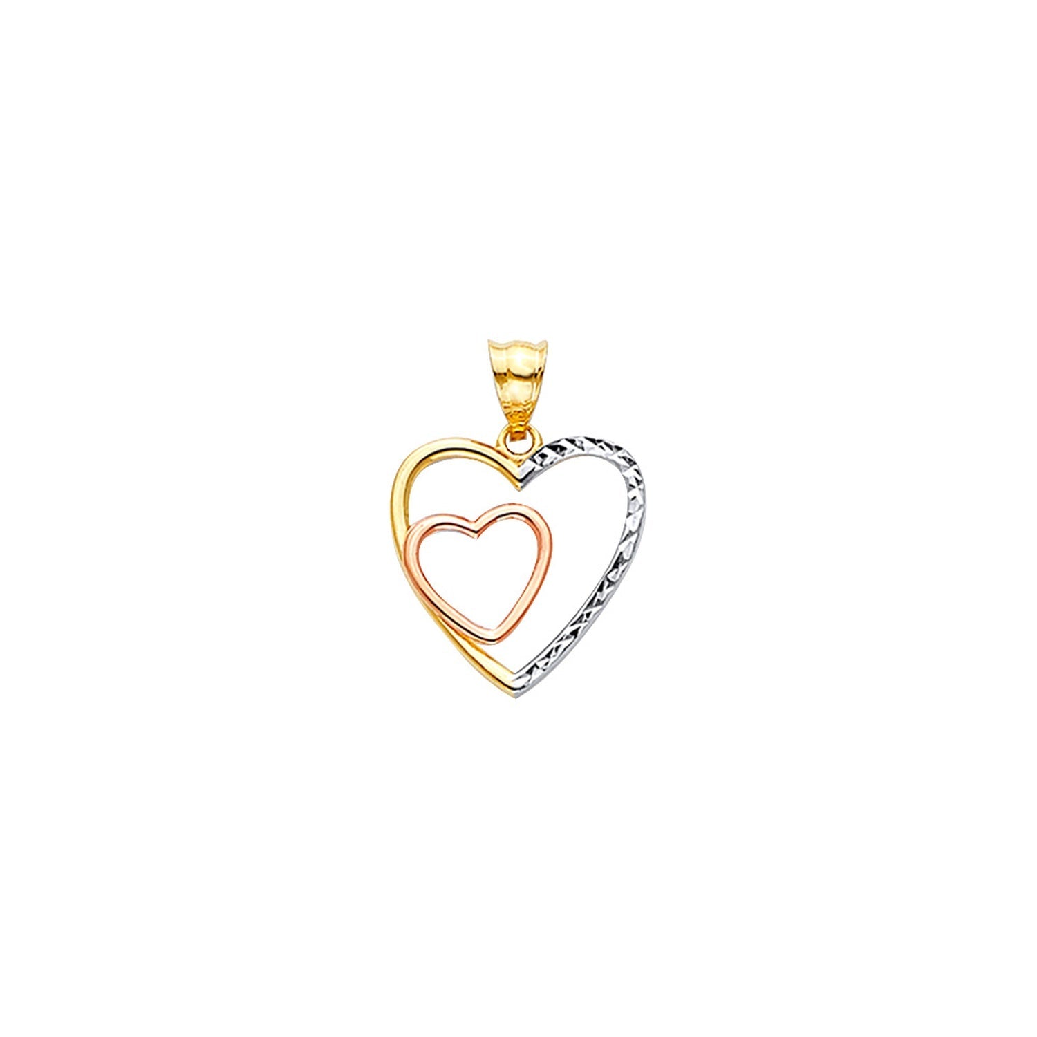 14K 3C Double Heart DC Pendant