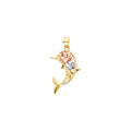 14K 3C Hawaiian flower Dolphin Pendant