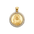 14KY CZ Round Jesus Christ Pendant