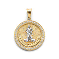 14K 2T CZ Round San Lazaro Pendant
