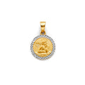 14K 2T Round Angel Pendant