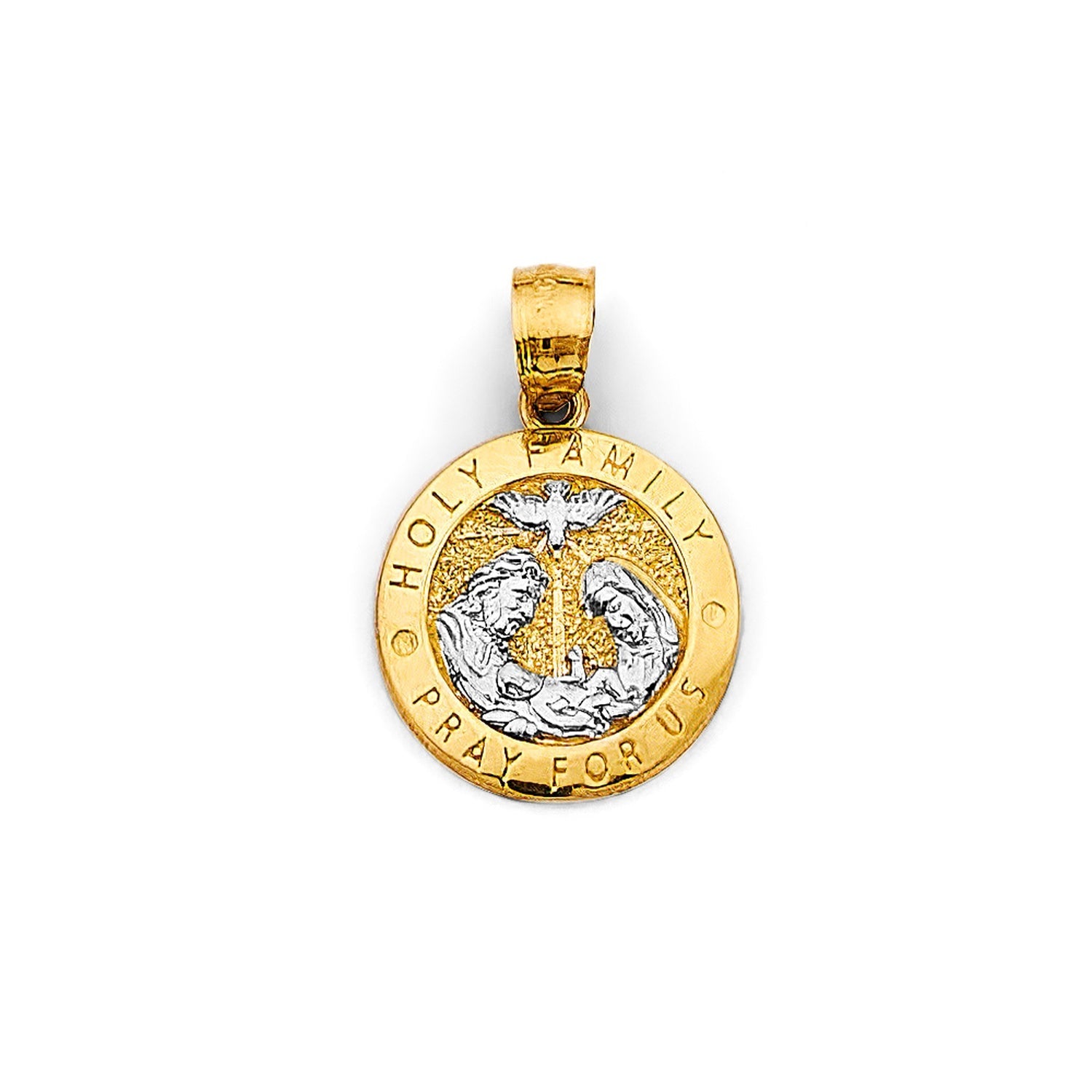 14K 2T Round Holy Family Pendant