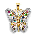 14K 2T Colored CZ Big Butterfly Pendant