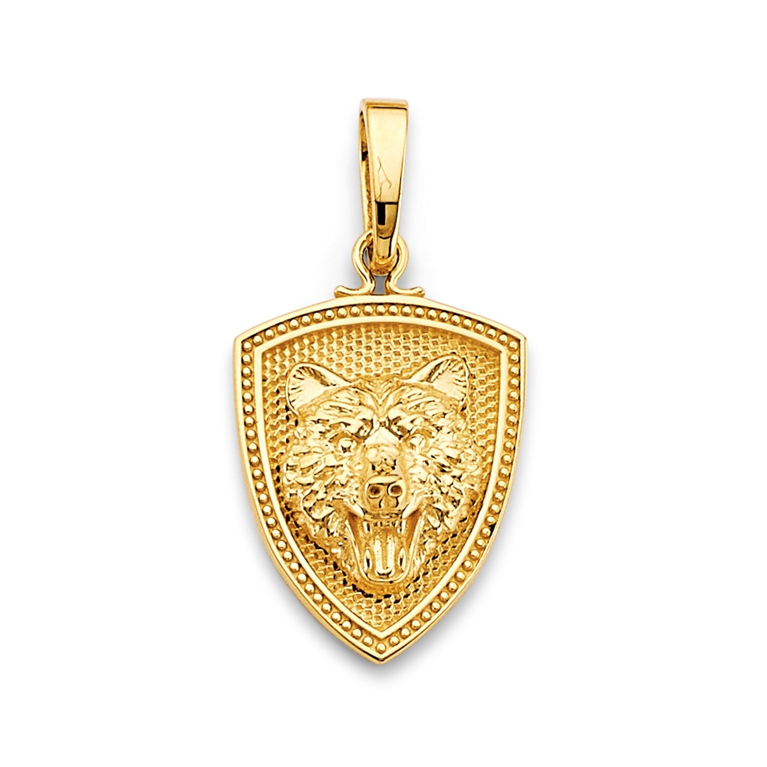 14KY Shield w/ Tiger Face Pendant