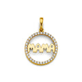 14K 2T CZ Round Mama Pendant