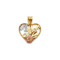 14K 3C Heart #1 Mom Pendant