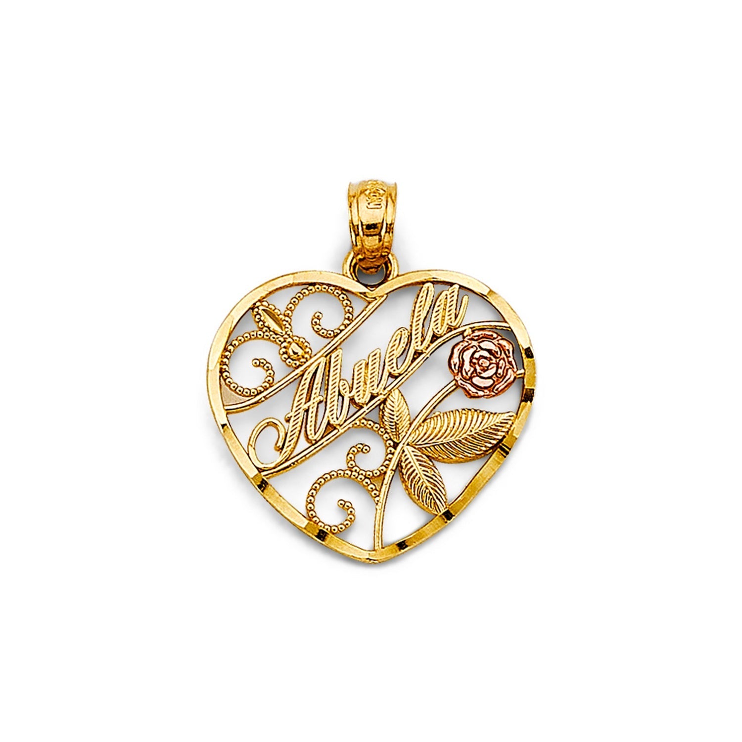 14K 2C Heart Abuela Pendant