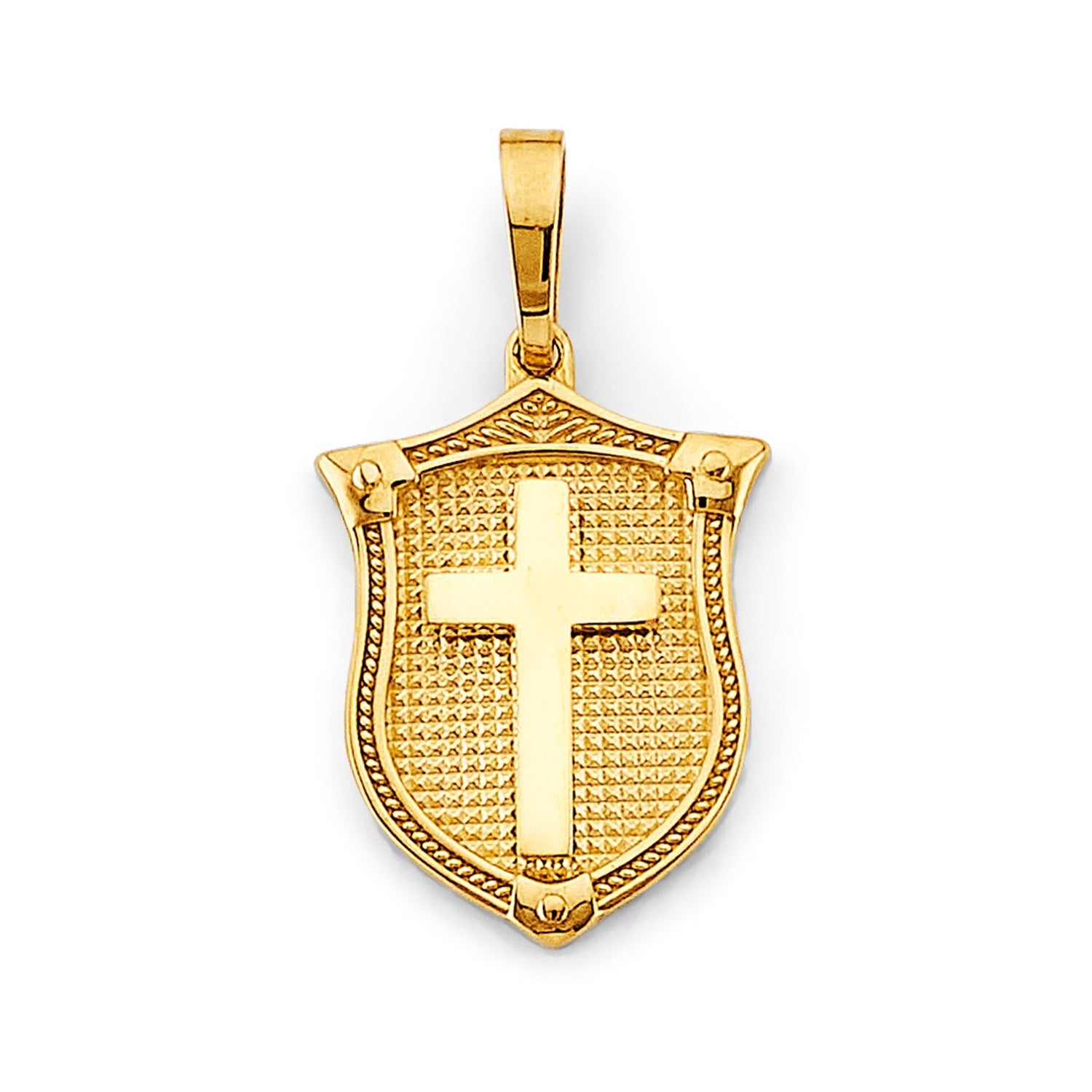 14KY Shield w/ Cross Pendant