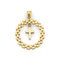 14KY Round Link w/ Cross Pendant
