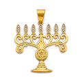 14K 2T CZ Menora Pendant