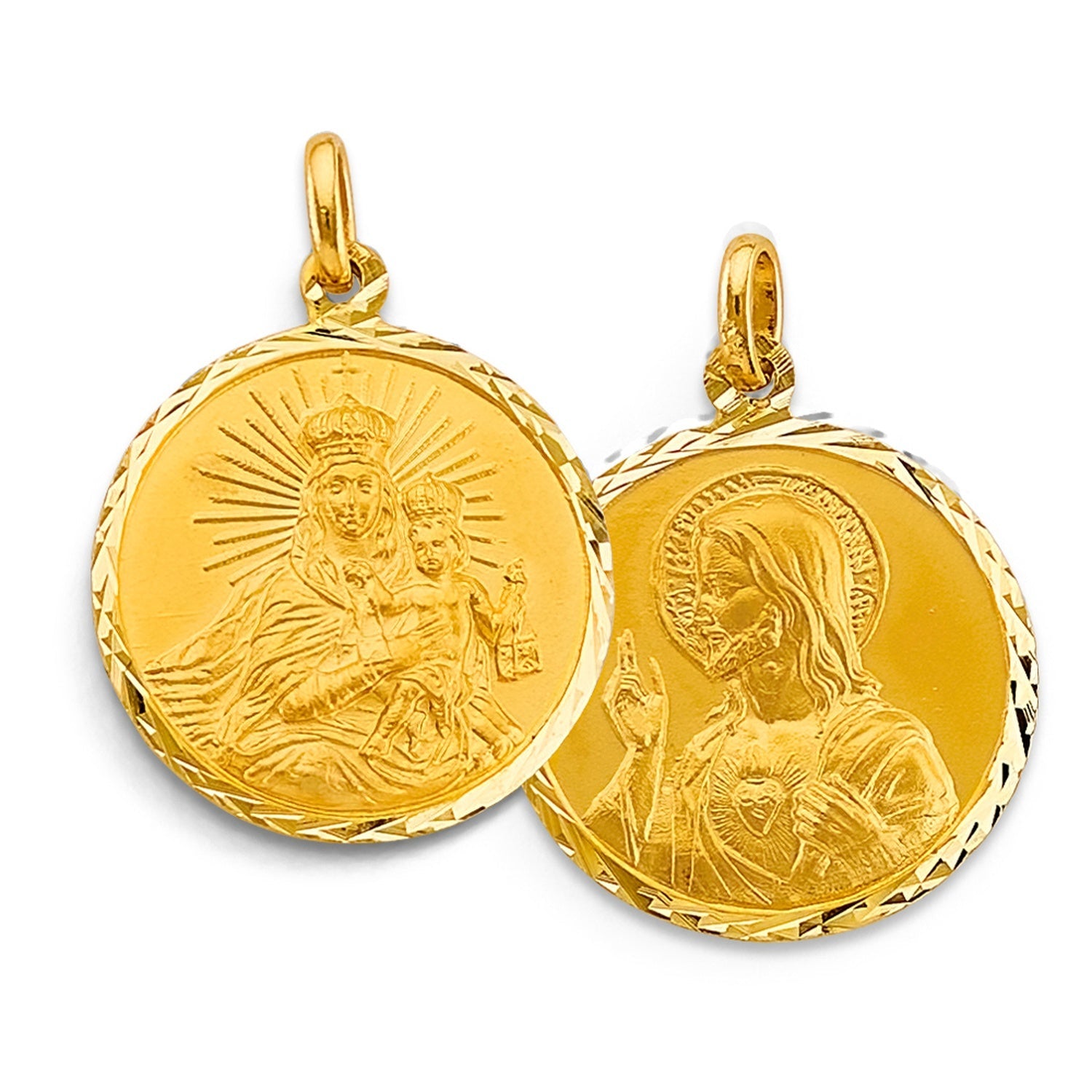 14KY Virgen del Carmen/Sacred Heart Pendant