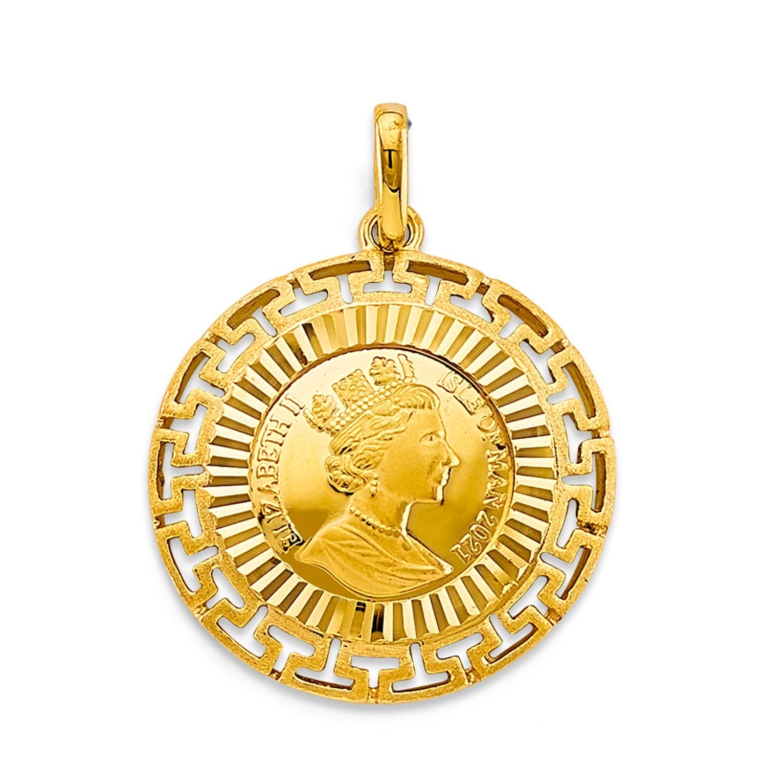 14KY Greek Queen Elizabeth Pendant