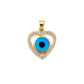 14K 2T Heart Evil Eye Pendant