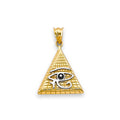 14K 2T Eye of Horus Egyptian Pyramid Pendant