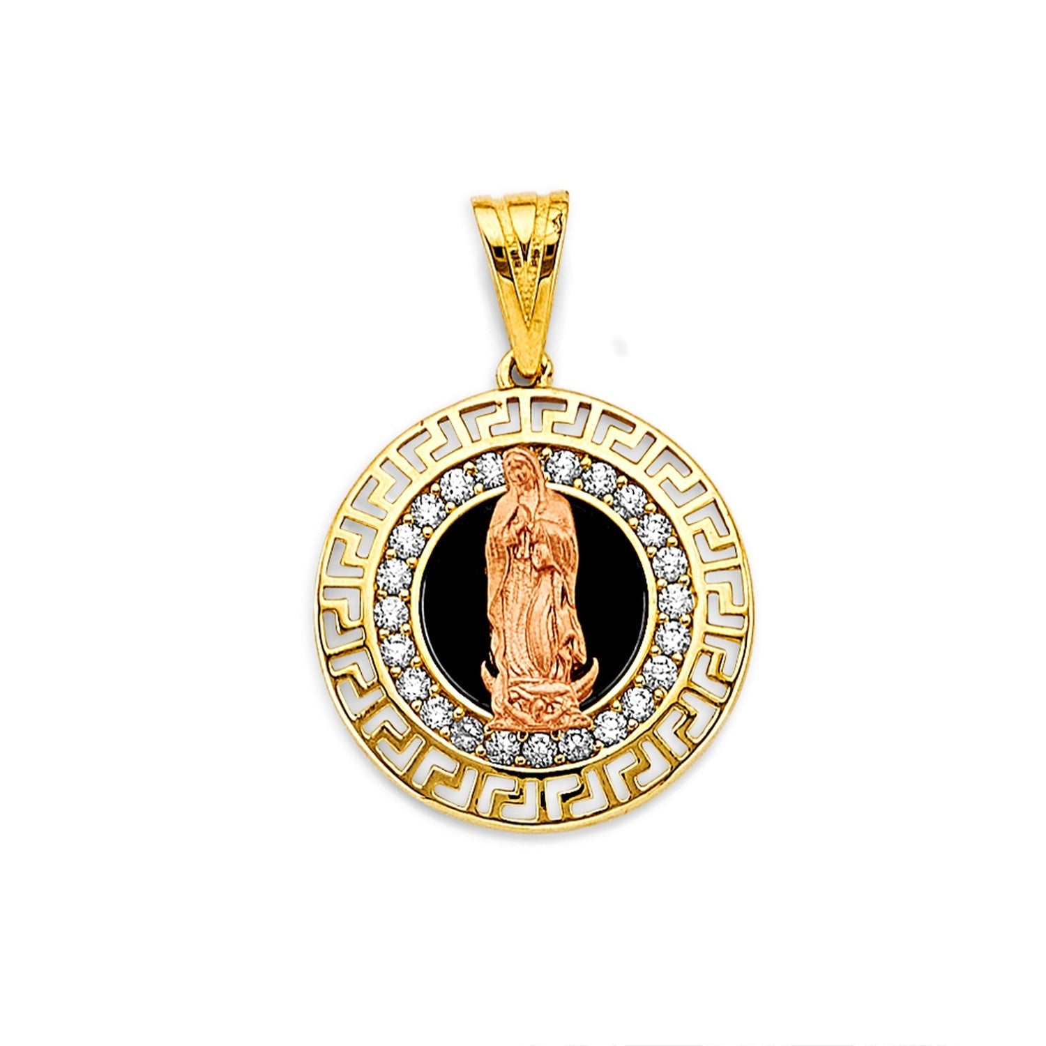 14K 2C CZ Onyx Guadalupe Pend