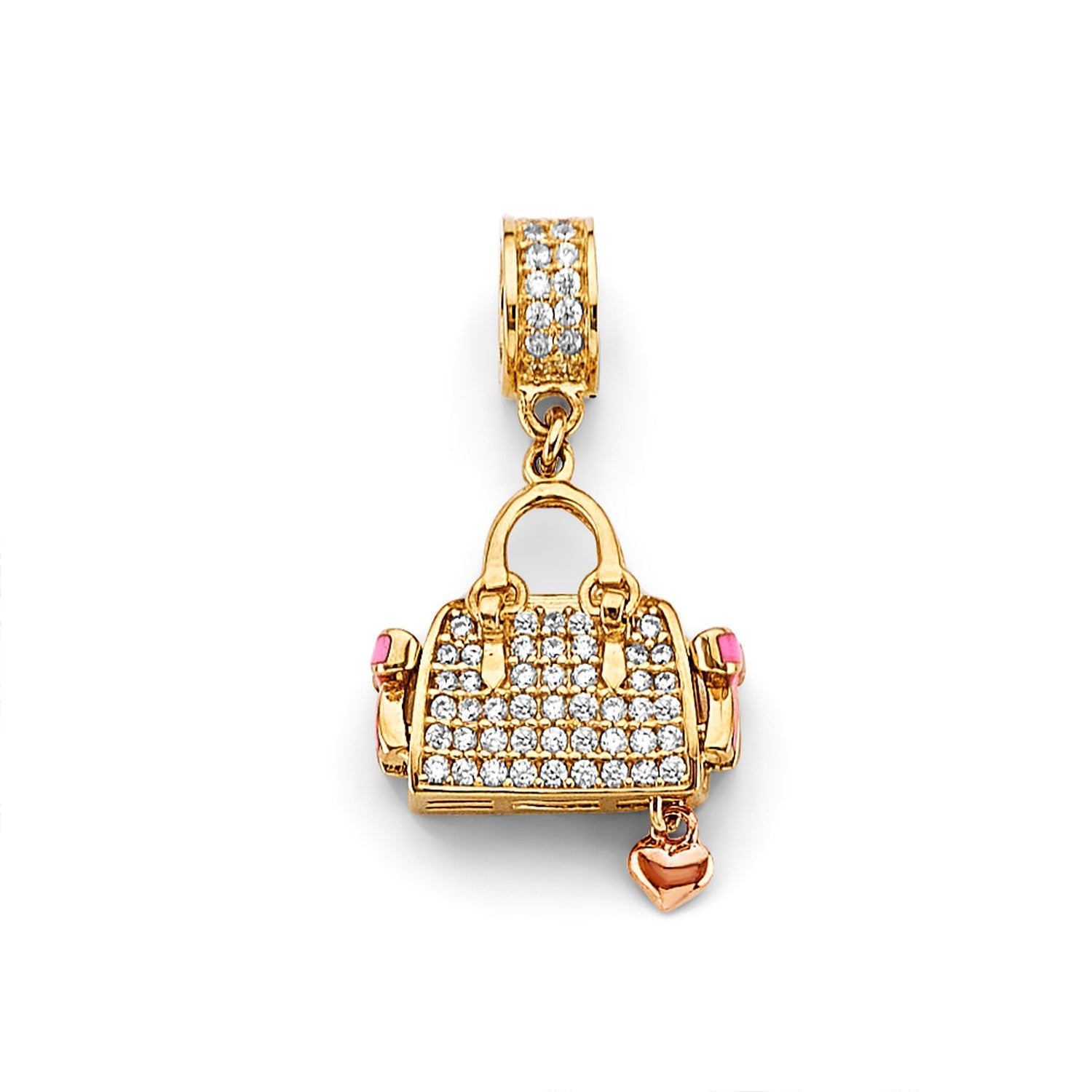 14K 2C CZ Purse Charm