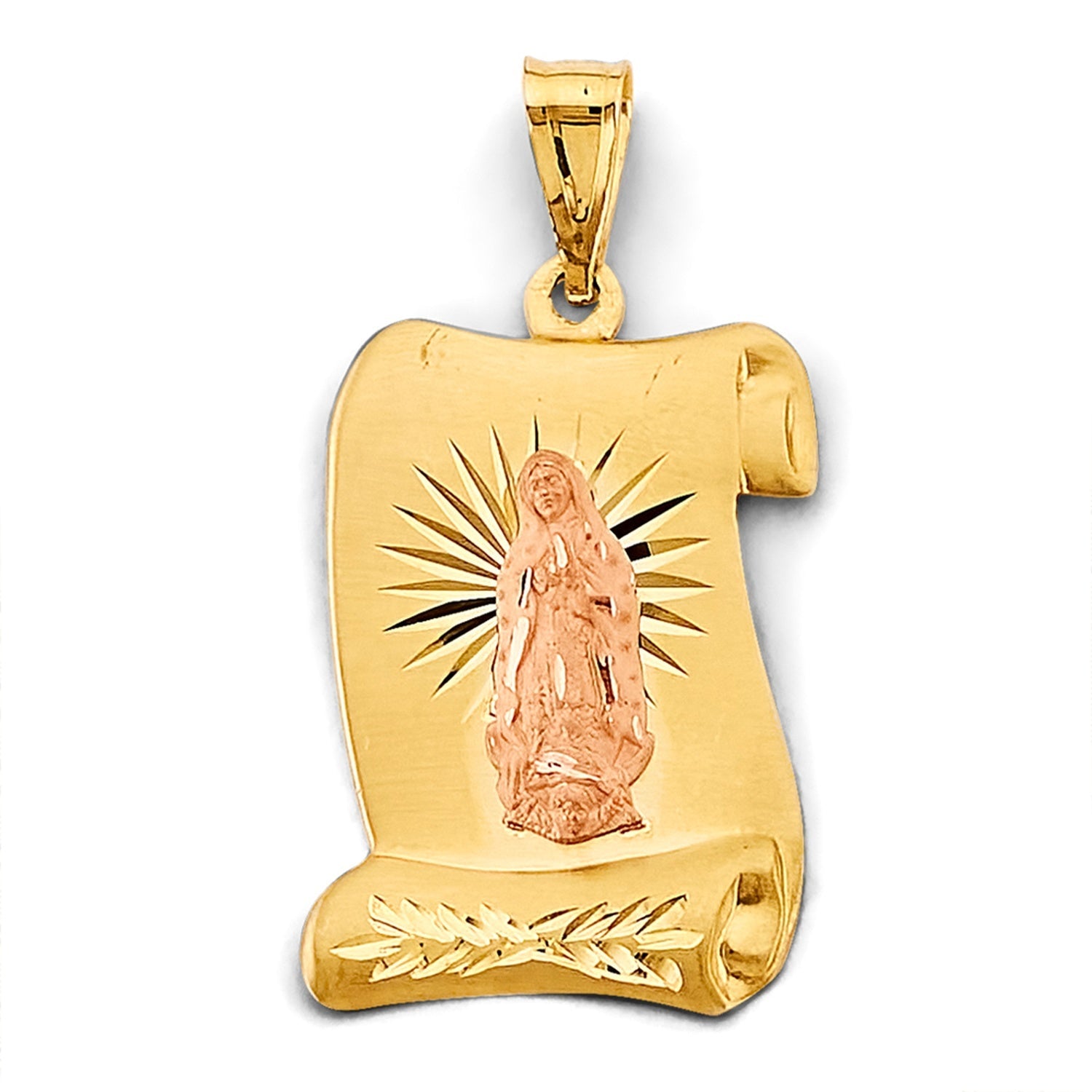 14K 2C Stamp Guadalupe Pendant