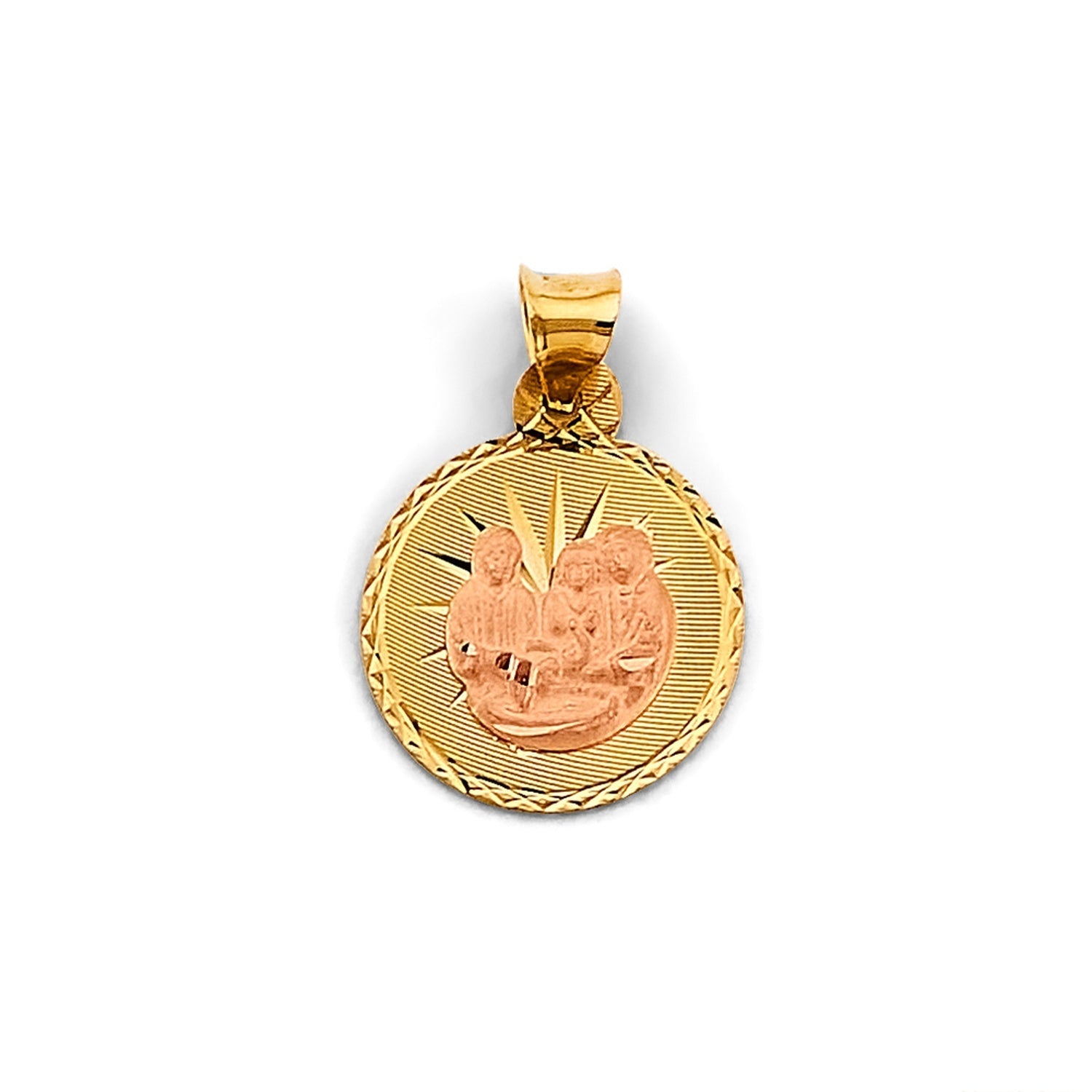 14K 2C Stamp Holy Family Pendant