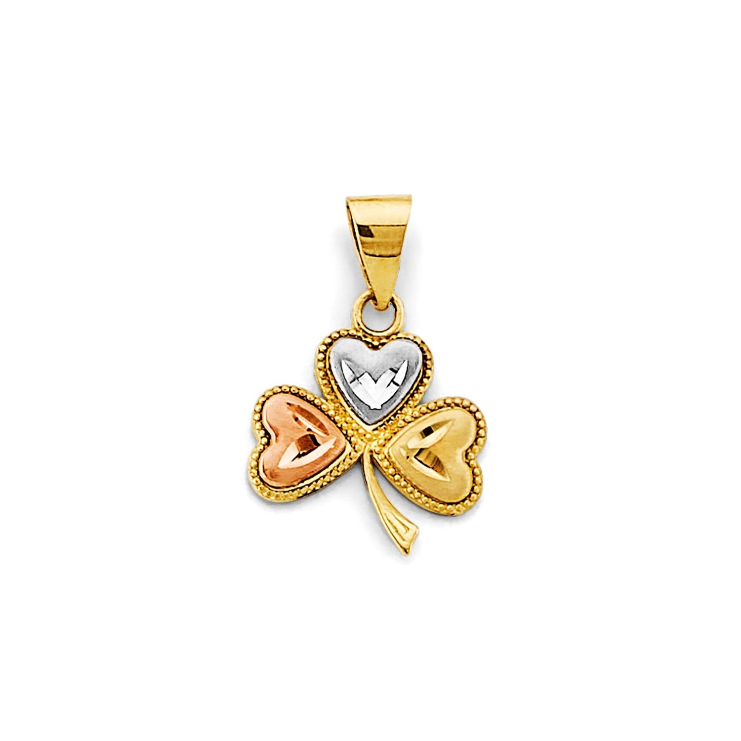 14K 3C Heart Clover Pendant
