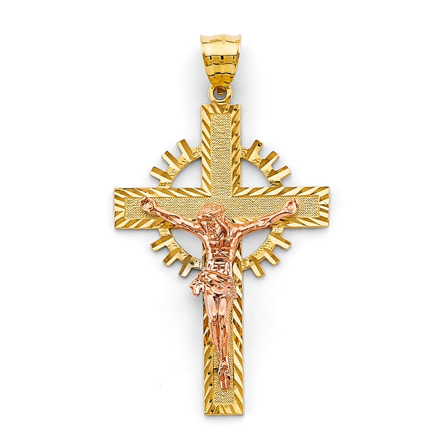 14K 2C Crucifix Cross Pendant
