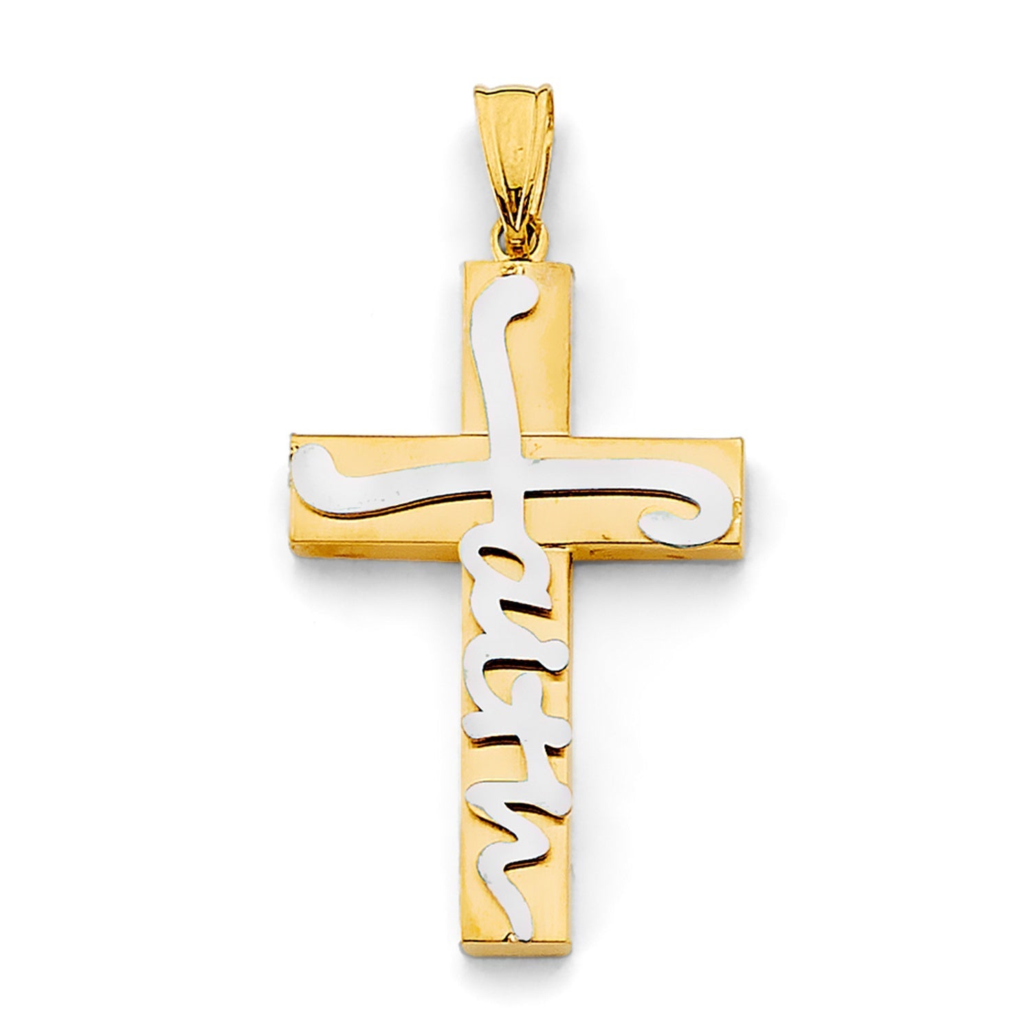14K 2T Faith Cross Pendant