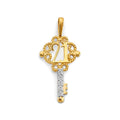 14K 2T CZ Key 21 Years Pendant