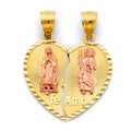 14K 2C Heart Te Amo Pendant