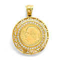 14KY CZ Greek 2.5 Pesos Coin Pendant / Set