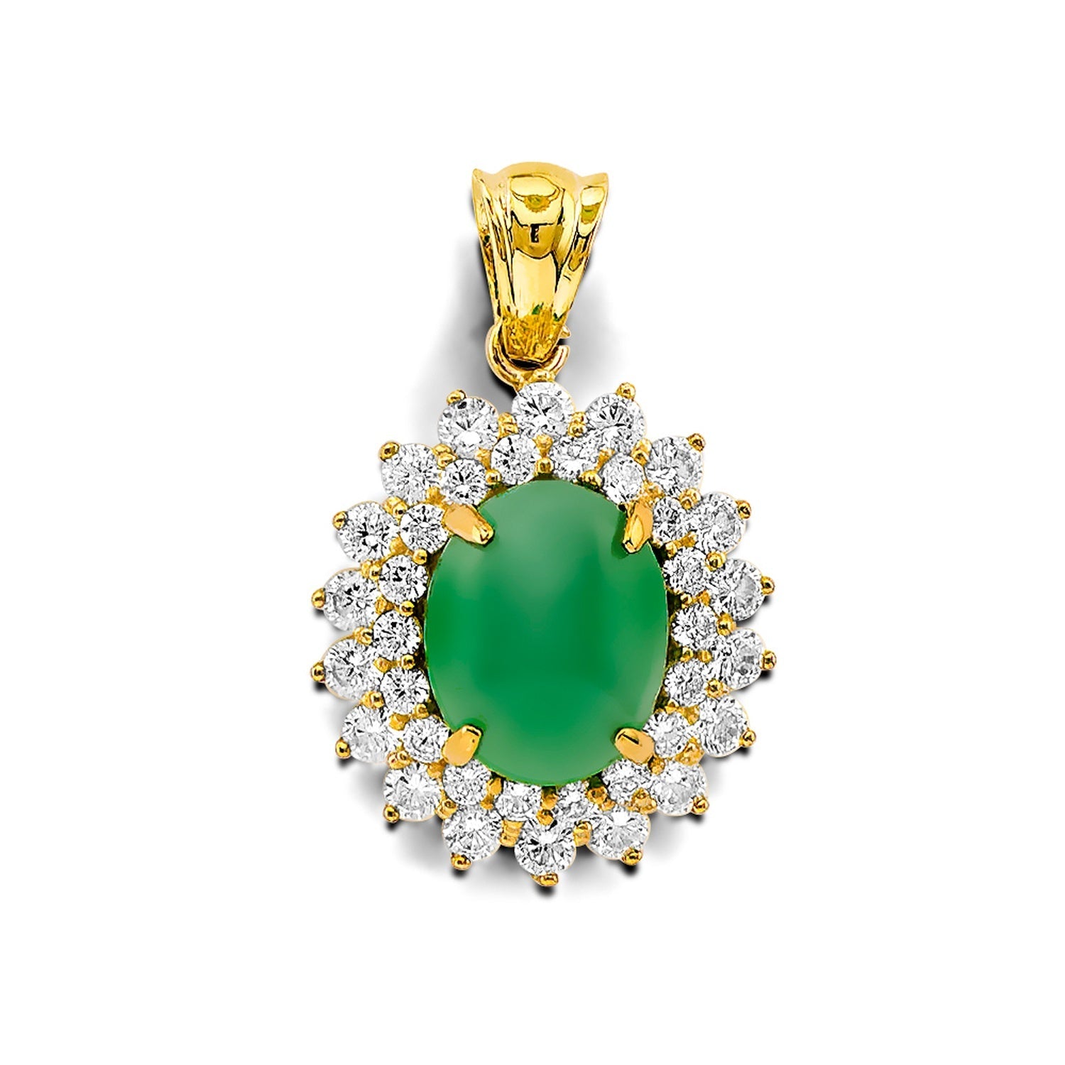 14KY CZ Jade Pendant / Set