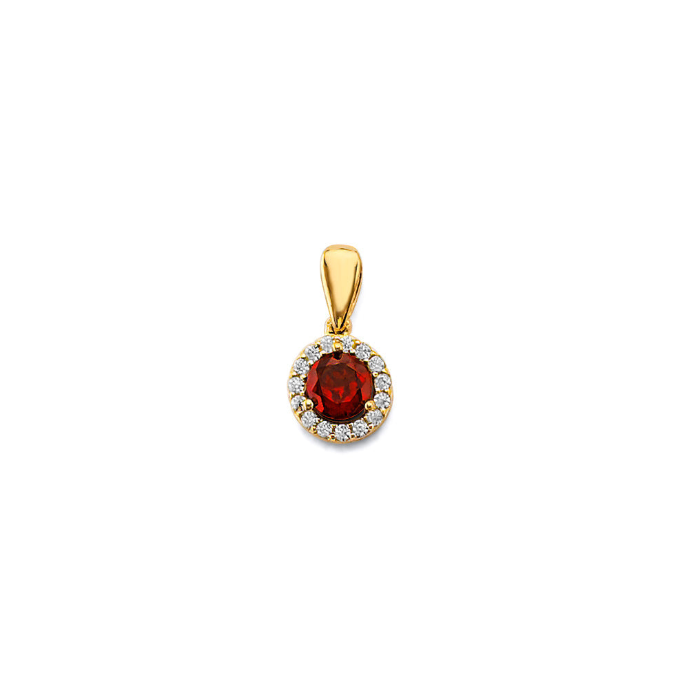 14KY CZ Jun Round Birthstone Pendant