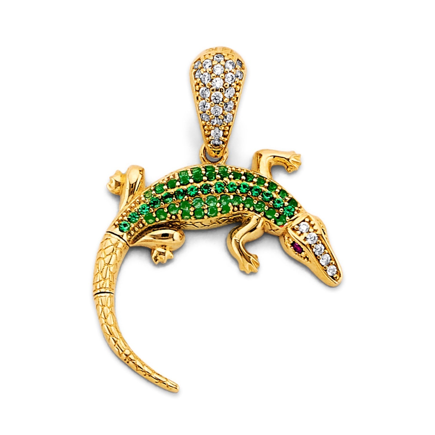 14K 2T CZ Lizard Pendant