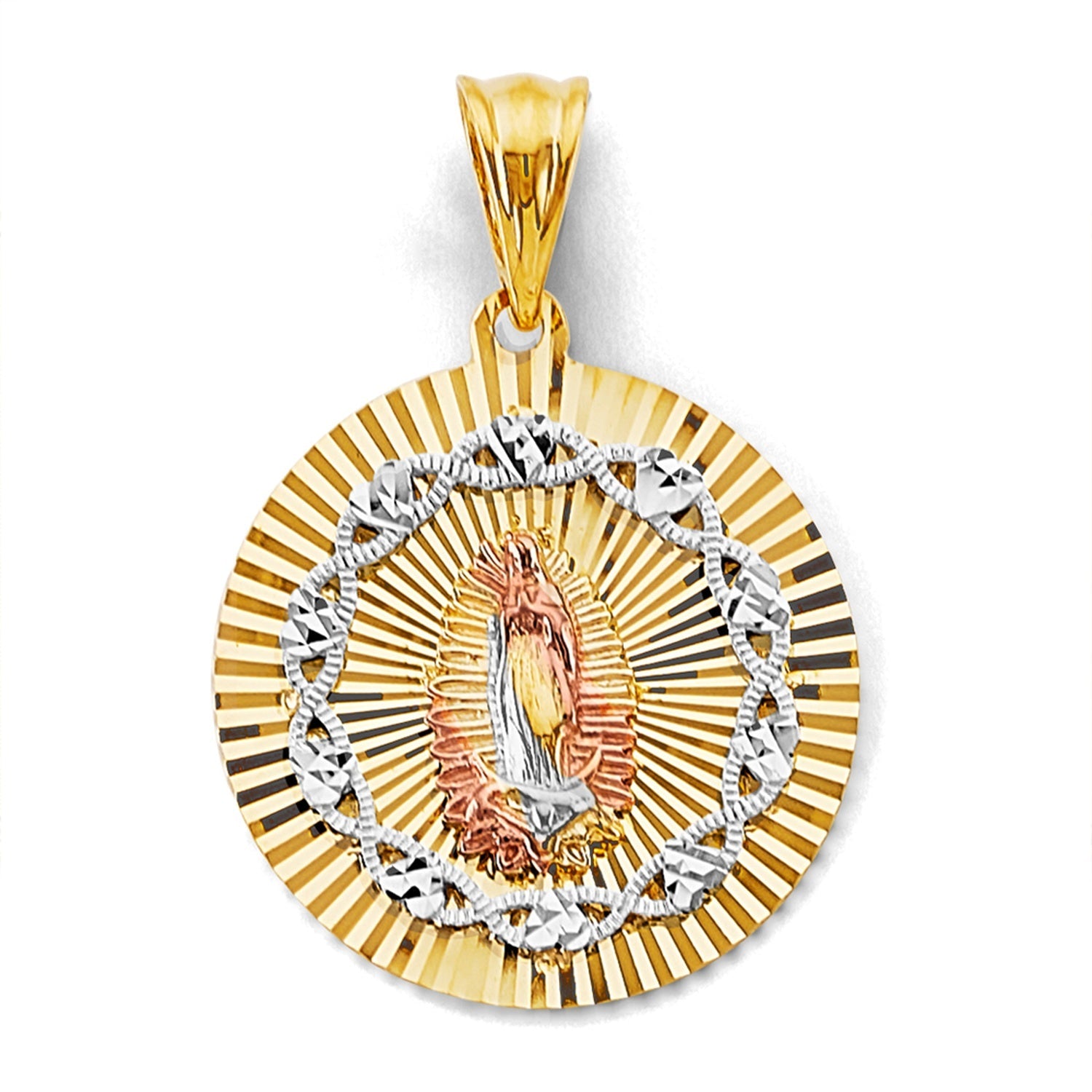 14K 3C Stamp Guadalupe Pendant