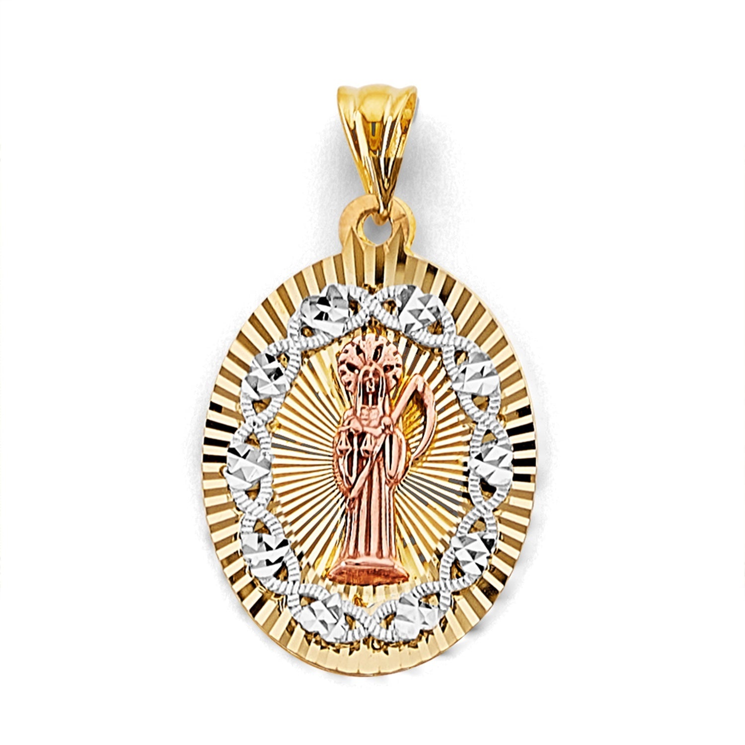 14K 3C Stamp Santa Muerte Pendant