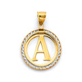 14KY CZ Round Initial Pendant B