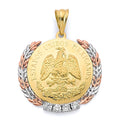 14K 3C CZ Framed Medal Coin Pendant